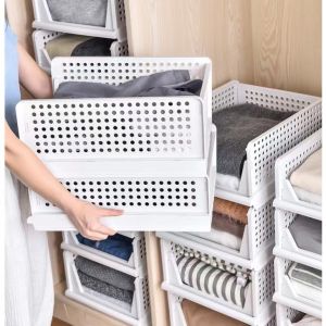 [Ready Stock] Pullable Stackable Foldable Wardrobe Organizer Cloth Drawer Rack