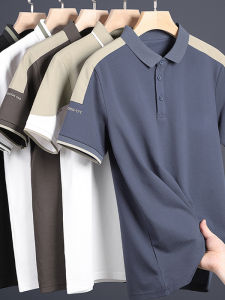 Áo Thun Polo Nam Tay Ngắn Mùa Hè Bằng Lụa Băng Mỏng Cổ Polo Tay Lửng Màu Khối Thời Trang Thường Ngày Cho Thanh Thiếu Niên