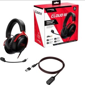 HyperX Cloud 3/III Wired Gaming Headset DTS/Memory Foam/Durable Frame/Ultra-Clear 10mm Mic/USB-C/USB-A Cloud 3 Game Headphone