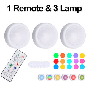RGB Color Under Cabinet Lights Battery Powered LED Lights Remote Control Dimmable Wardrobe Night Lamp For Kid Bedroom Kitchen