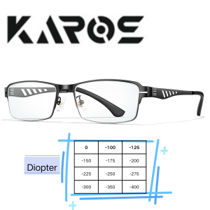 Karos Blue Light Blocking Reading Glasses Square-framed Anti Radiation Filter Computer Office Eyewear Myopia 0 to -400 Degrees