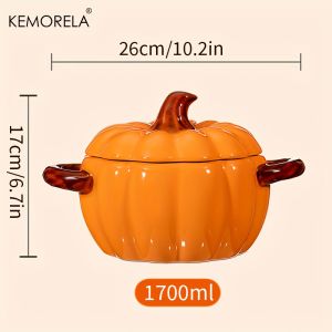 Nồi Sứ Đựng Thức Ăn Hình Bí Ngô Halloween Có Nắp Và Quai Cầm An Toàn Khi Dùng Trong Lò Nướng Thích Hợp Cho Lễ Tạ Ơn Và Halloween Thân Thiện Với Môi Trường