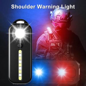 LED Red Blue Caution Emergency Police Light with Clip USB Rechargeable Shoulder Flashing Warning Safety Torch Bike Tail Lamp