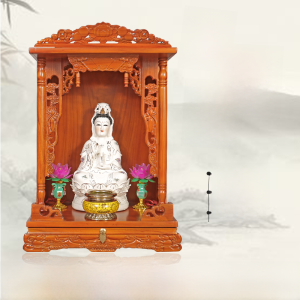 Solid Wood Wall-Mounted Buddha Niche Clothes Closet Small Altar For Home God of Wealth Altar Guanyin Altar Worship Table New Chinese Style