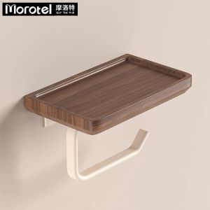Morotel | Walnut Wood Phone & Toilet Paper Holder