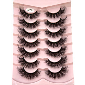 2025 New 7Pairs Cat Eye Lashes Fluffy Faux Mink Lashes 8D Wispy Lashes Pack Dramatic Long Thick Volume Eyelashes False Eyelas