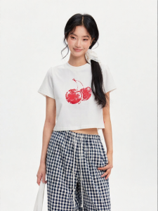Retro Color-block Printed Short Sleeve T-Shirt