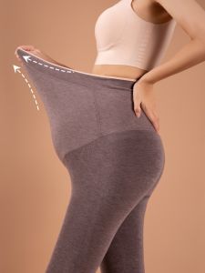 กางเกงชั้นในครรภ์ผู้หญิงฤดูใบไม้ร่วง/ฤดูหนาว ผ้าฝ้ายหนา อบอุ่น กางเกงขายาวเอวสูง ทรงหลวม สำหรับใส่ในฤดูหนาว