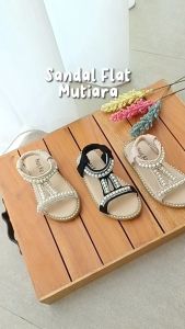 [Brandedbaby] 16-36 Sandal Casual Anak Perempuan Flat Mutiara / Sepatu Sendal Beach Club Pantai Casual Fashion Korea Anti Slip