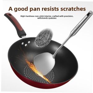 Non-Stick Induction Cooker Frying Pan 32cm Iron Wok Universal for Gas And Electromagnetic Stove Rust-Resistant Kitchen Cooking Utensil