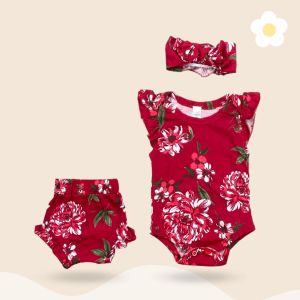 3-15 BLN SETELAN BAYI JEJE ROMPER BAYI INCLUDE HEADBAND by LITTLE KODA (3 IN 1 SET) (SNI)