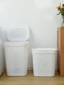Laundry Basket with Lid Large Capacity Plastic Storage Laundry Hamper Clothes/Rainbow Culture