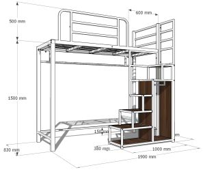 Loft bed with shelf customize singapore for helper room/store room/bomb shelter/utility