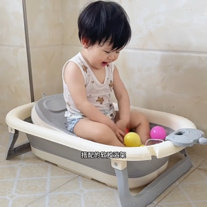 Foldable Baby Bathtub with With Temperature Display Children Intelligent Sensor Temperature Bathing Tubs Portable Newborn Toddler Shower Tub