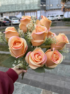 Bó Hoa Hồng Giả Cưới Màu Trắng 9 Cành Bó Hoa Cưới Giả Hiện Đại Đồ Trang Trí Nhà Đồ Trang Trí Trong Suốt Hoa Tươi