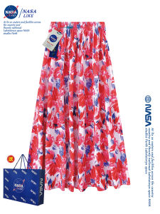High Waist A-Line Skirt NASA Collaborative Large Flounce Chiffon Midi Skirt Womens New 2025 Half-length Long Skirt