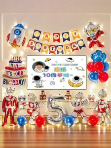 Ultraman Theme Birthday Decorations Boys Space Balloons Scene Setup Party Background Wall Standard Color Aluminum Foil Balloons