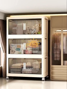 NEST L40-60cm（3-5 Layers)）Foldable Storage Cabinet With Wheels 2 Doors Stackable Storage Box Clothes Storage Organizer