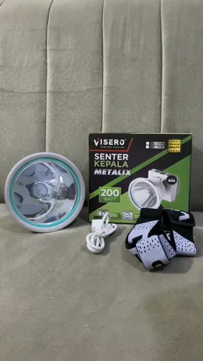 Visero Senter Kepala JUMBO Metalix Premium VHL-720AW 200W Cahaya Putih Tahan 60 Jam