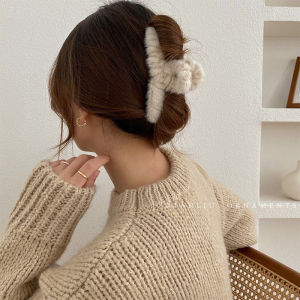Korean Style Plush Hair Claw Plush Catch Clip Back Head Shark Clip Hair Clip Hair Pin Simple Temperament Woman Hair Accessories