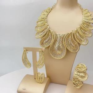 2024 Hot Sale Italian Gold Plated Women Big Necklace Jewelry Sets