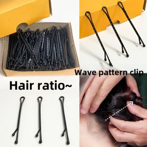 Elegant Invisible Hair Clip Black Wave Pattern Small Black Clip Stylish Hair Accessories for Women Business OL Style