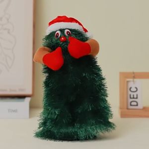 Musical Christmas Tree Electric Singing Dancing Christmas Tree Round Tree Dancing Singing Douglas Fir Doll Funny Polyester 360 Degree Rotation Christmas Decor Kid Xmas Gift Plush Toys