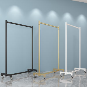 Foldable Clothing Display Rack Iron Mobile Stand Childrens Wear Shop Floor Hanging Clothes Shelf Trade Show Stall Display