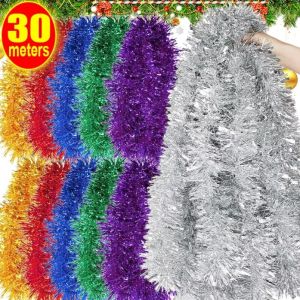 【Swan Home】1-20PCS 1.5M Christmas Ribbon Garland Colorful Cane Foil Tinsel Glitter Metallic Xmas Tree Wrapping Ribbons Ornaments Wedding New Year Party Decoration Supplies ﻿
