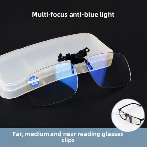 Mens Bifocal Prescription Glasses Anti-blue Light Smart Progressive Multi-focus Near-far Dual-use Clip-on Fashionable Myopia Eyeglasses