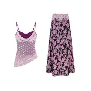 YUEZHONGWEI | Áo ba lỗ không tay màu xanh lam đan chấm biêu diễn mùa hè cho nữ Áo khoác ngoài độc đáo đẹp ôm vừa vặn gợi cảm