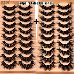 20Pairs Faux 3D Mink Lashes Bulk Russian Volume Fluffy Wispy Natural False Eyelashes Thick Dramatic Mink Lashes maquiagem Makeup