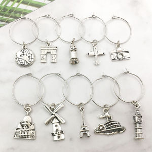 Mặt Dây Chuyền Charm Đánh Dấu Ly Rượu Bằng Hợp Kim Kẽm Mạ Vàng Men Tráng Men Dùng Làm Đồ Trang Sức Tự Làm - Kiểu Dáng Cổ Điển