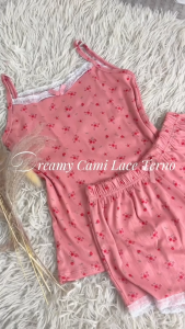 Lucy Dreamy Lace Pointelle Cami Top and Shorts with Bow Tie - Comfortable Sleepwear