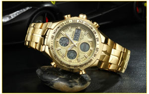 WWOไม่งั้นนาฬิกาสแตนเลสสตีลผู้ชายกันน้ำของแท้หรูหราสปอร์ตทางการพร้อมกล่องฟรี