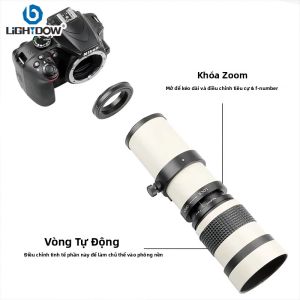 Ống Kính Zoom Tele Thủ Công Lightdow 420-800mm F/8.3-16 Dành Cho Canon RF EF Nikon Z Sony A E Mount - Ống Kính Máy Ảnh