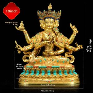 OSITE | Indoor Home Decor Gemstone Inlaid Copper Statue of Respected Mother and Langjue Ma