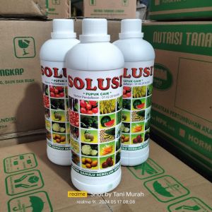 SOLUSI 1 Liter Nutrisi Tanaman kandungan Kalium Phospat Nitrogen dan Unsur Mikro Komplit dilengkapi Zpt Percepat pertumbuhan akar batang daun bunga buah umbi sehingga panen meningkat