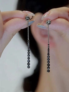 Tassel Earrings Womens Fashion Jewelry Diamond Encrusted Double Wear Long Elegant Dangle Earrings Luxury Lady Versatile Trendy