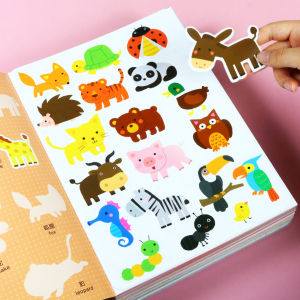 Cartoon Animal Sticker Book Early Education Toys Childrens Sticker Books Dual Language Cognitive Stickers 0-3-6 Years Old