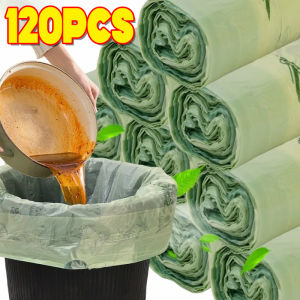 120Pcs Drawstring Garbage Bag Household Portable No-Tear Garbage Bags Disposable Trash Bags for Kitchen Student Dormitory Living Room