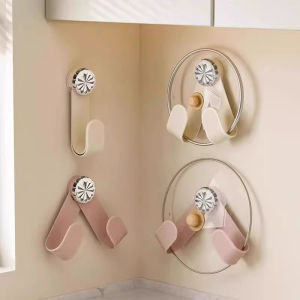 Rotating Pot Lid Holder Wall Mounted Kitchen Storage Rack No Drilling Required Plastic Kitchen Utensil Organizer Cutting Board Stand
