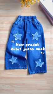 2-12tahun Kulot Jeans Anak model Lebar Motif Bintang Celana Santai Kekinian korean style