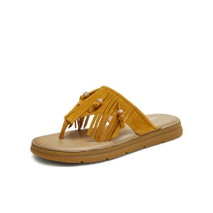 Teenmix Retro Flat Thong Sandals Womens Outdoor Summer New Style Beach Vacation Slip-On Casual Flip Flops Pig Skin Leather