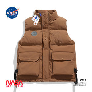 Wassup Panda Mens down Vest American Workwear Cotton Jacket Autumn Winter New Style Thickened Warm Isolation Outerwear