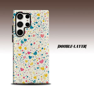Multicolor Confetti Hearts For Samsung Galaxy S26 S25 S24 A56 A36 Dual Layer Luxury Fashion Full Lens Protective Case