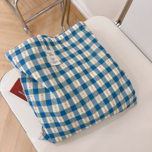 Túi Vải Cotton Kẻ Caro Hoa Đơn Vai Đơn Giản Nghệ Thuật Cho Nữ Túi Vải Canvas Thường Ngày Túi Xách Thời Trang Thường Ngày