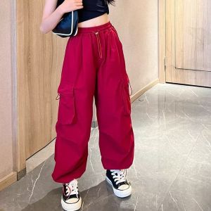 Bé Gái Cao Cấp Quần Khiêu Vũ Hip Hop Quần Jogger Quần Ống Suông Vintage Casual Dạo Phố Quần Baggy Quần Lưng Thun 5-14 Tuổi