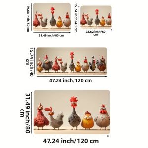 Thảm Trải Sàn Hình Gà Con Hoạt Hình VIKAMA Thảm Polyester Mềm Mại Cho Nhà Bếp Phòng Ngủ Phòng Tắm - Thảm Chào Đón Ấm Áp Cho Thảm Phòng Khách
