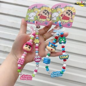 52TOYS | Shin-chan Colored Beaded Phone Chain Cartoon Character Keychain Backpack Wallet Key Car Decoration ACG Pendant Holiday Gift